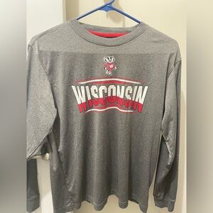 Campus Heritage Wisconsin Gray and Red Kids Long Sleeve Tee